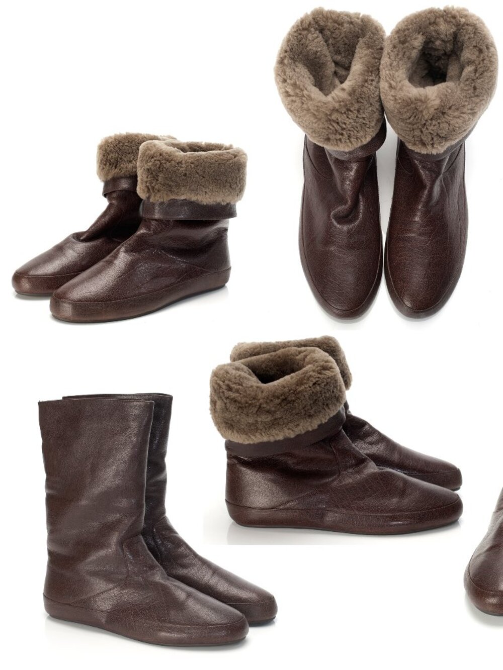 New Genuine Shearling Fur Lined Genuine Leather Flat Boots NYC Designer Handmade